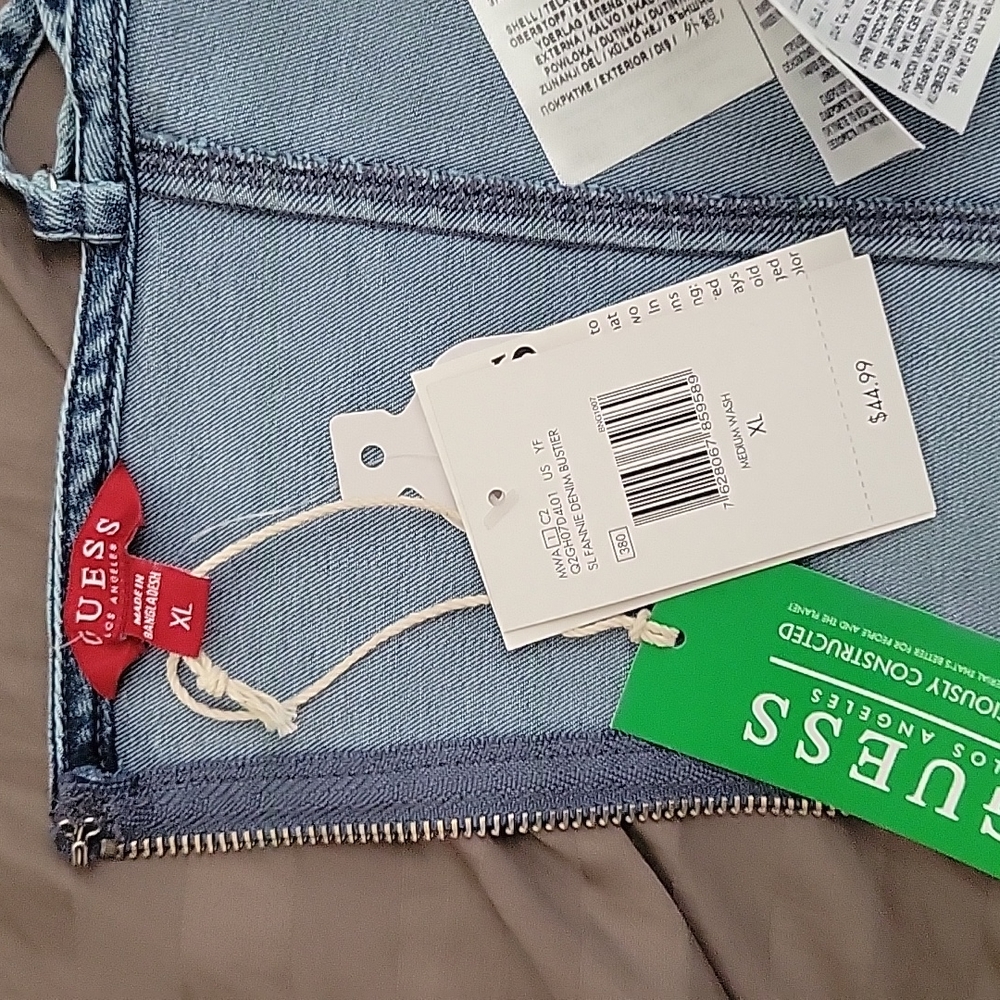 Guess Denim Bustier, L, Medium Wash - Picture 8 of 8